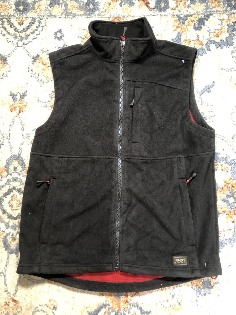 Duluth Trading Co Vest Mens LT Black Shoreman's Fleece Zip Windproof Outdoor